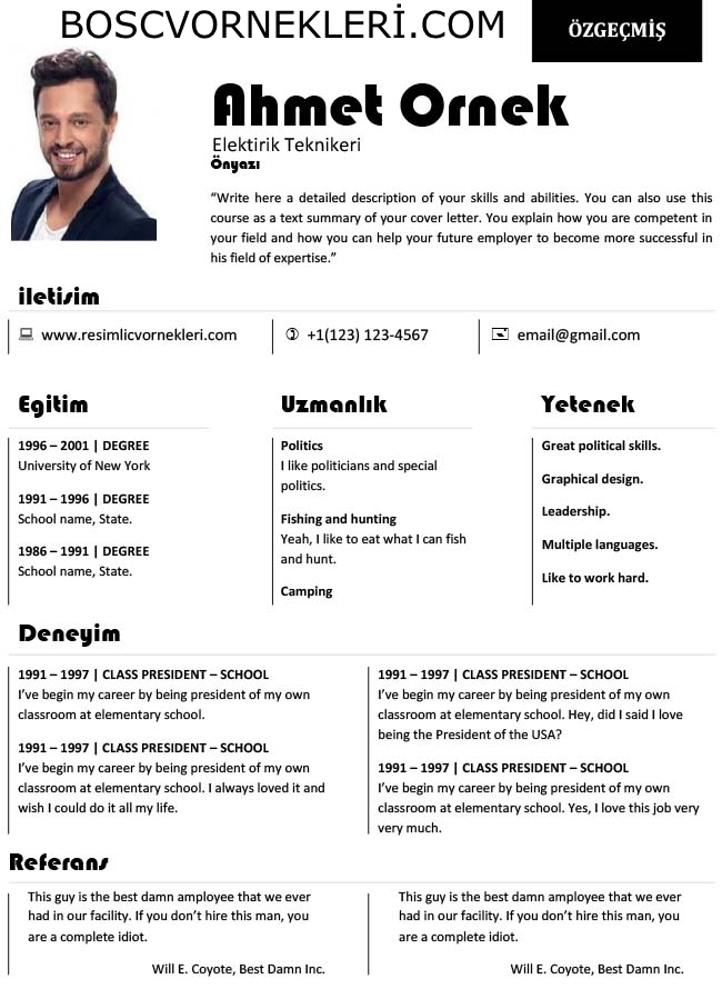 CV Örnekleri | Excel formatında Boş CV örneği İNDİR