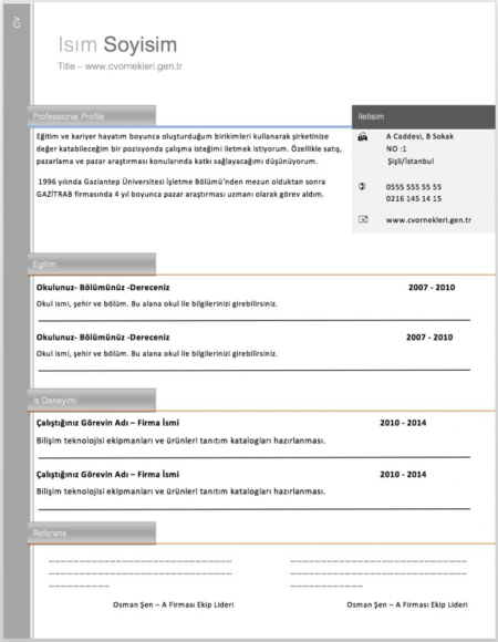 CV Örnekleri | Excel formatında Boş CV örneği İNDİR