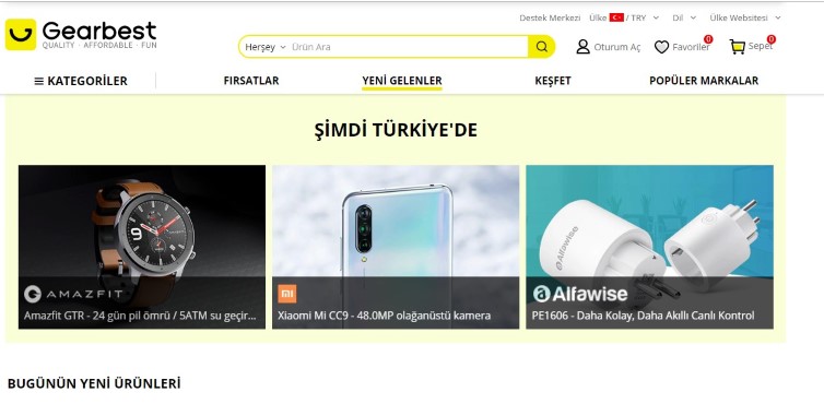 Çin alışveriş sitesi - Gearbest